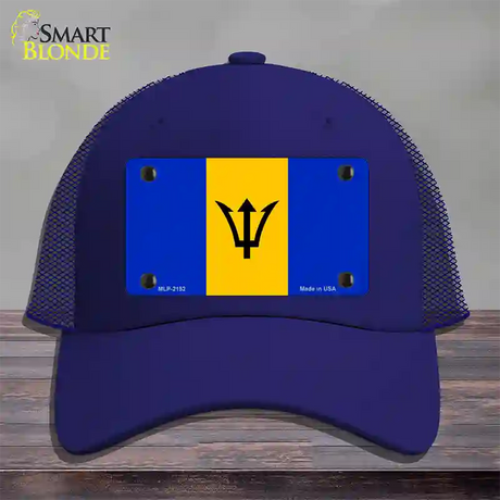 Barbados Flag Novelty License Plate Hat Mesh / Royal Blue