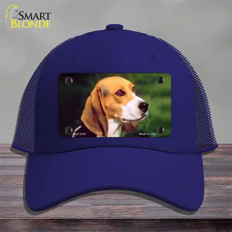 Beagle Dog Novelty License Plate Hat Mesh / Royal Blue