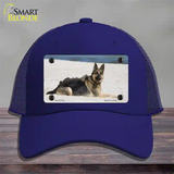 German Shepherd Dog Novelty License Plate Hat Mesh / Royal Blue