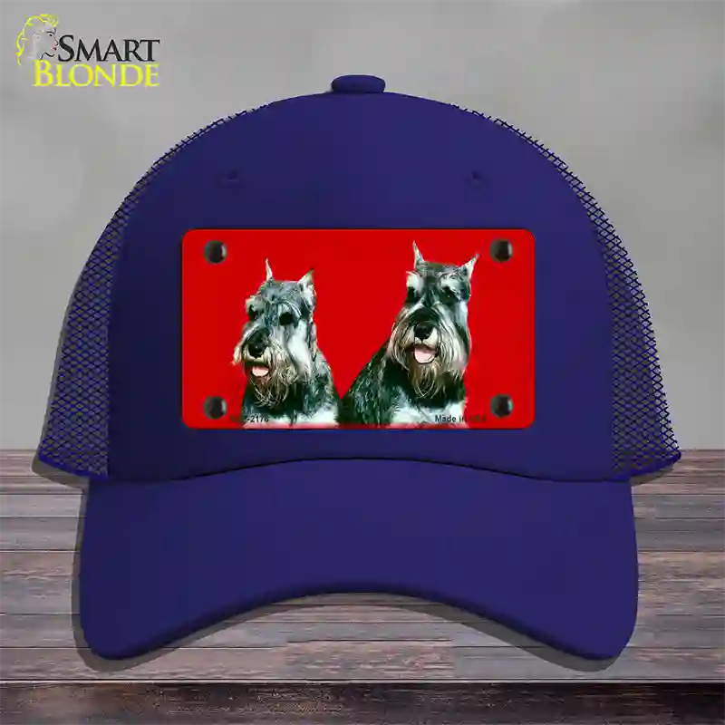 Schnauzer Dog Novelty License Plate Hat Mesh / Royal Blue