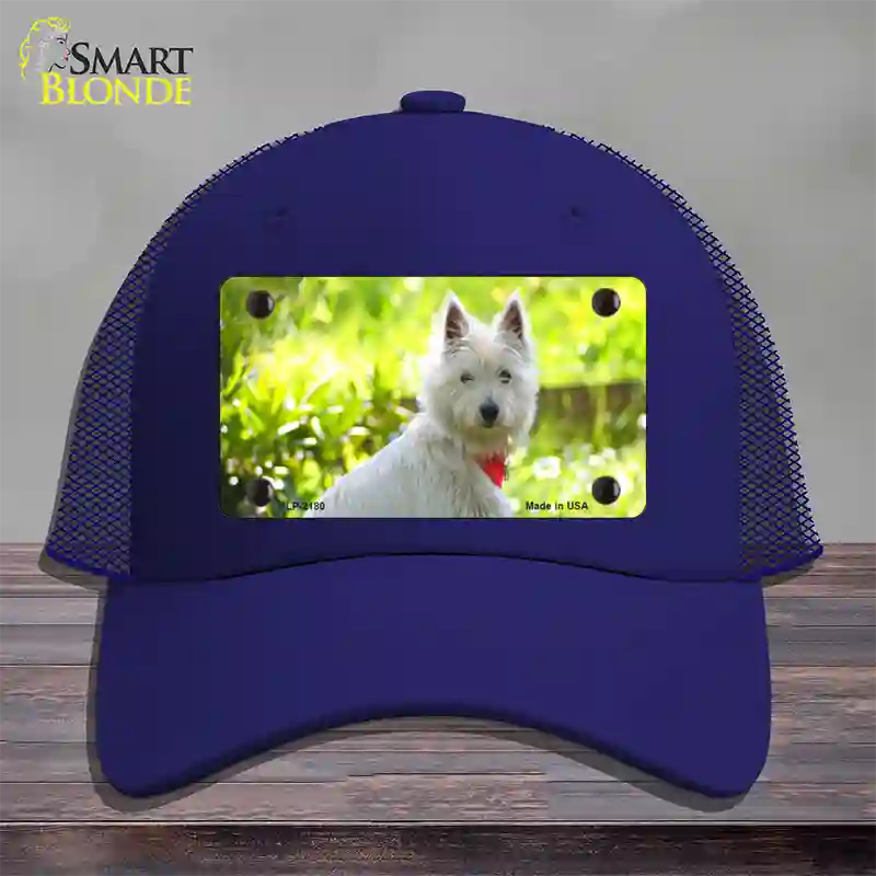 West Highland Dog Terrier Novelty License Plate Hat Mesh / Royal Blue