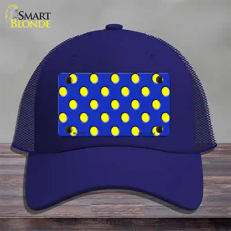 Yellow Polka Dots Royal Blue Novelty License Plate Hat Mesh / Royal Blue