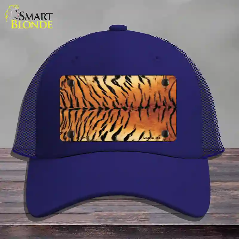 Tiger Pattern Novelty License Plate Hat Mesh / Royal Blue