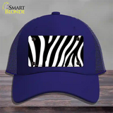 Black White Zebra Novelty License Plate Hat Mesh / Royal Blue