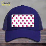 Hot Pink Polka Dots White Novelty License Plate Hat Mesh / Royal Blue