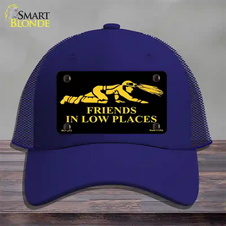 Miners Friends In Low Places Novelty License Plate Hat Mesh / Royal Blue