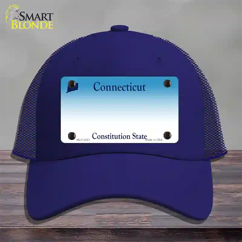 Connecticut State Blank Novelty License Plate Hat Mesh / Royal Blue