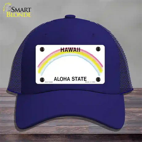 Hawaii State Blank Novelty License Plate Hat Mesh / Royal Blue