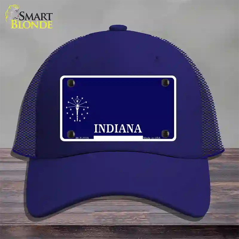 Indiana State Blank Novelty License Plate Hat Mesh / Royal Blue