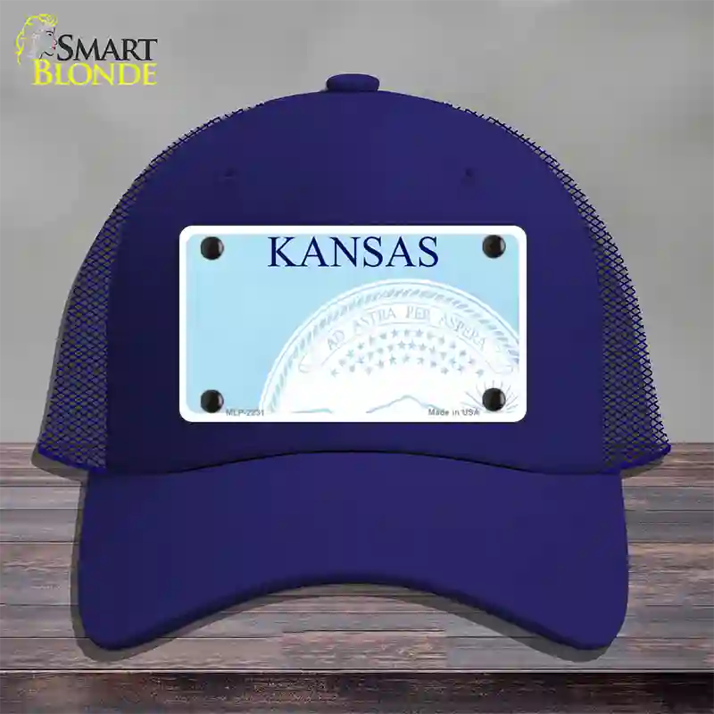 Kansas State Blank Novelty License Plate Hat Mesh / Royal Blue