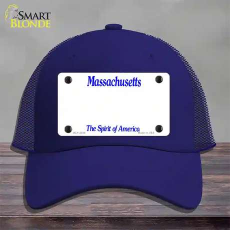 Massachusetts State Blank Novelty License Plate Hat Mesh / Royal Blue