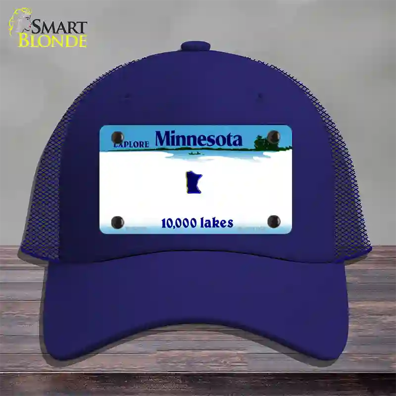 Minnesota State Blank Novelty License Plate Hat Mesh / Royal Blue