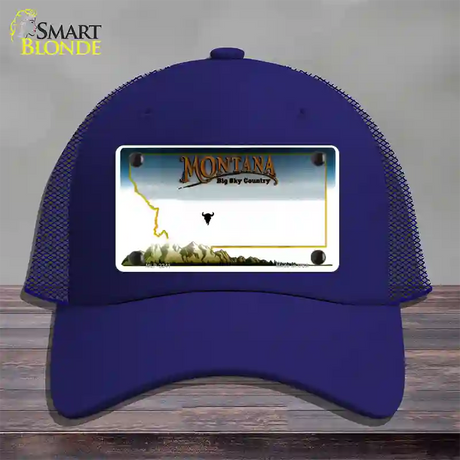 Montana State Blank Novelty License Plate Hat Mesh / Royal Blue