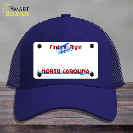 North Carolina State Blank Novelty License Plate Hat Mesh / Royal Blue