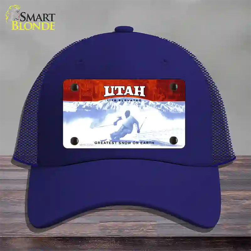 Utah State Blank Novelty License Plate Hat Mesh / Royal Blue