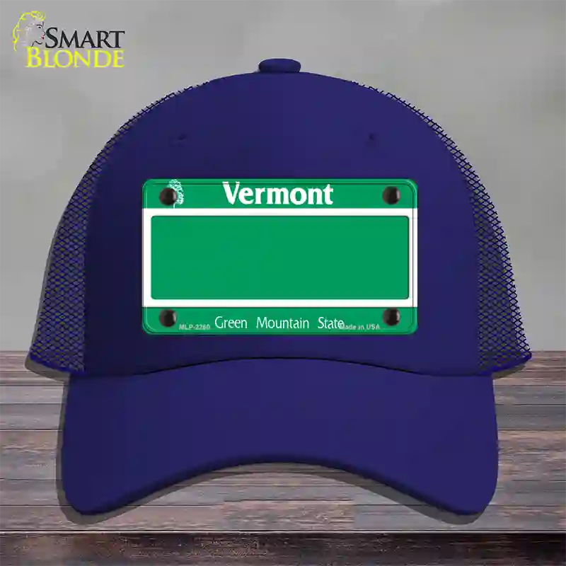 Vermont State Blank Novelty License Plate Hat Mesh / Royal Blue