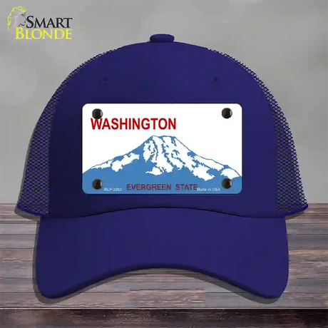 Washington State Blank Novelty License Plate Hat Mesh / Royal Blue