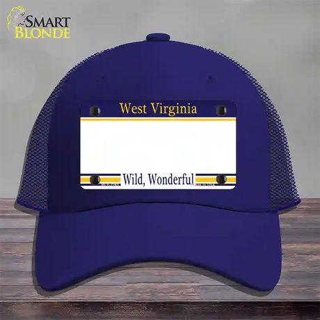 West Virginia State Blank Novelty License Plate Hat Mesh / Royal Blue