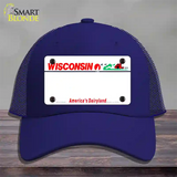 Wisconsin State Blank Novelty License Plate Hat Mesh / Royal Blue