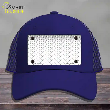 Diamond White Novelty License Plate Hat Mesh / Royal Blue