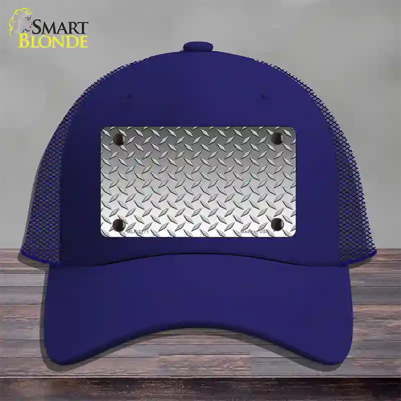 Diamond Silver Novelty License Plate Hat Mesh / Royal Blue