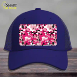 Pink Camouflage Novelty License Plate Hat Mesh / Royal Blue