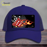 Fire Dice Flame Novelty License Plate Hat Mesh / Royal Blue