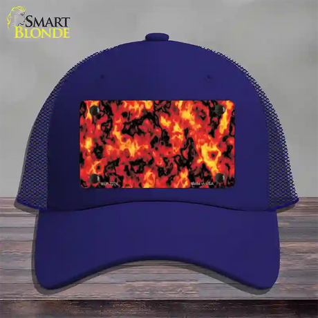 Fire Explosion Novelty License Plate Hat Mesh / Royal Blue