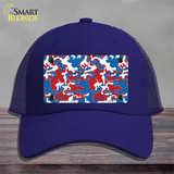 Patriotic Camouflage Novelty License Plate Hat Mesh / Royal Blue