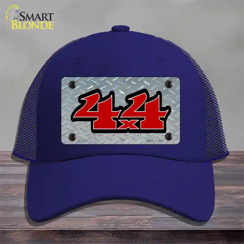 4 X 4 Diamond Novelty License Plate Hat Mesh / Royal Blue