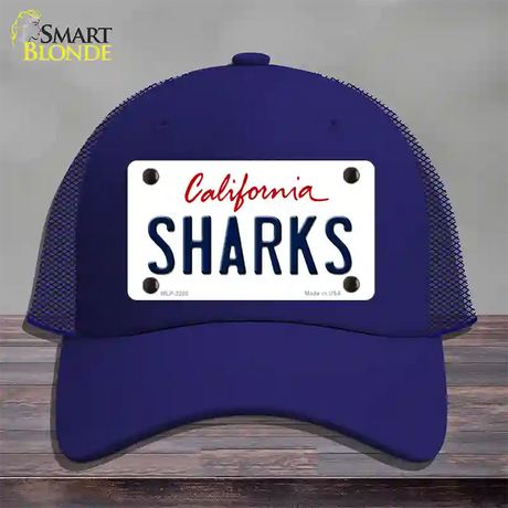 Sharks California State Novelty License Plate Hat Mesh / Royal Blue