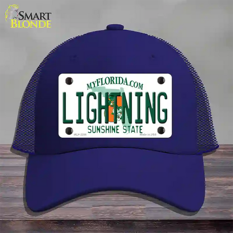 Lightning Florida State Novelty License Plate Hat Mesh / Royal Blue