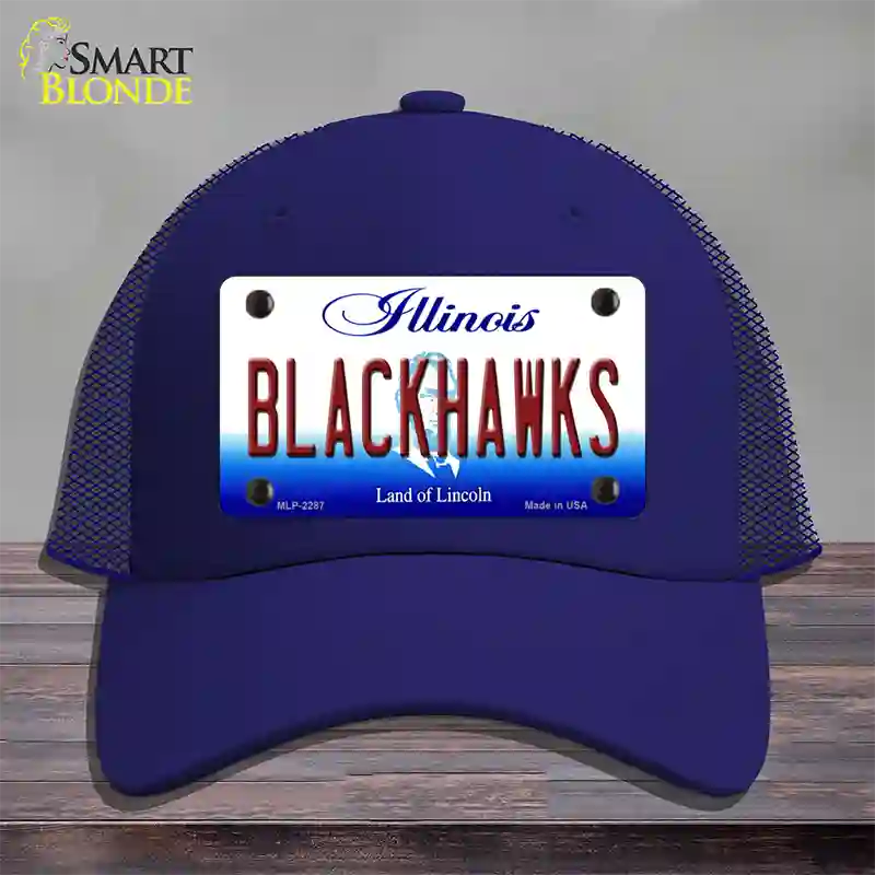 Blackhawks Illinois State Novelty License Plate Hat Mesh / Royal Blue