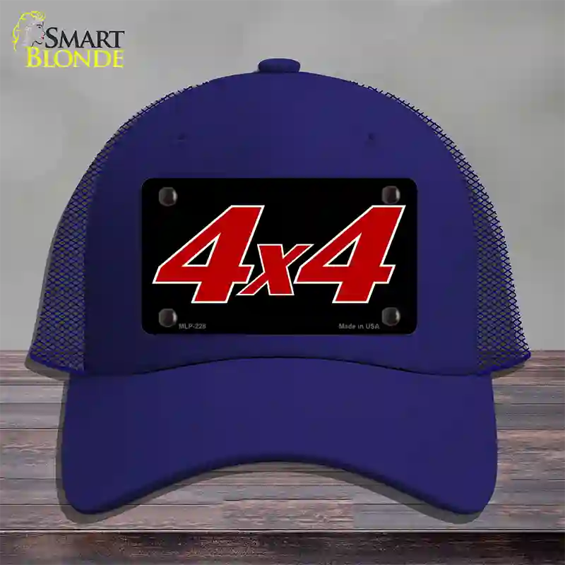 4 X 4 Black Novelty License Plate Hat Mesh / Royal Blue