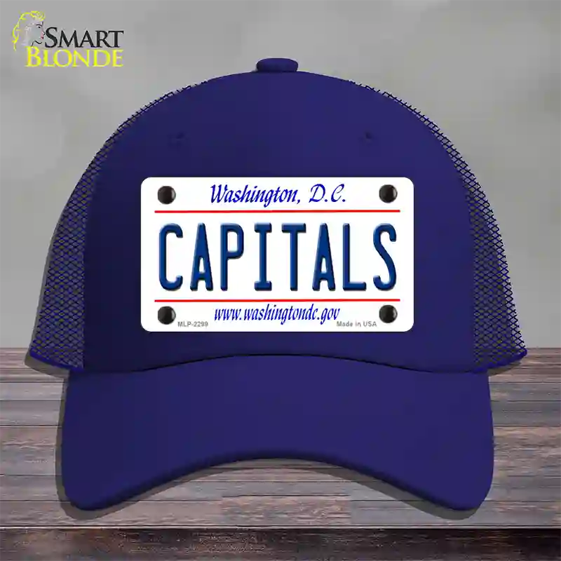 Capitals Washington DC State Novelty License Plate Hat Mesh / Royal Blue