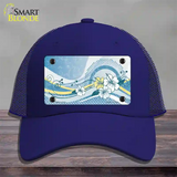 Blue Hawaii Hibiscus Novelty License Plate Hat Mesh / Royal Blue