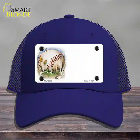 Baseball Offset Novelty License Plate Hat Mesh / Royal Blue