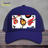 Guitars White Novelty License Plate Hat Mesh / Royal Blue