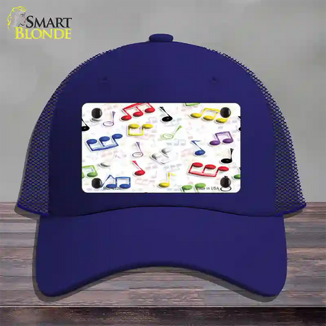 Musical Notes Multi-Color Novelty License Plate Hat Mesh / Royal Blue