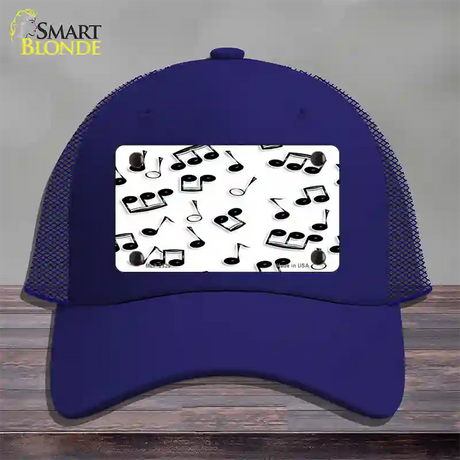 Musical Notes Black White Novelty License Plate Hat Mesh / Royal Blue