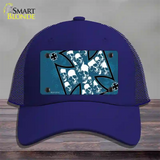 Maltese Cross Skulls Novelty License Plate Hat Mesh / Royal Blue