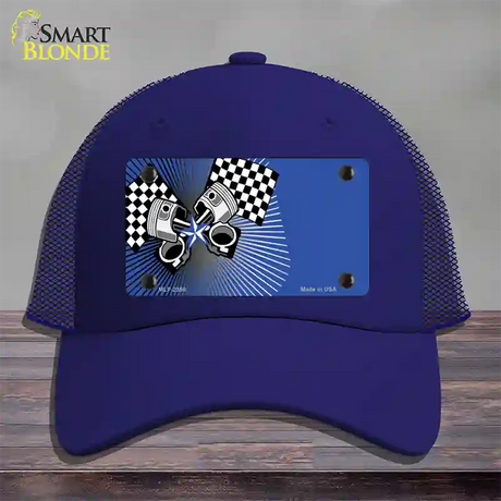 Racing Pistons Offset Novelty License Plate Hat Mesh / Royal Blue