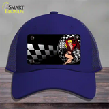 Racing Pin Up Girl Novelty License Plate Hat Mesh / Royal Blue