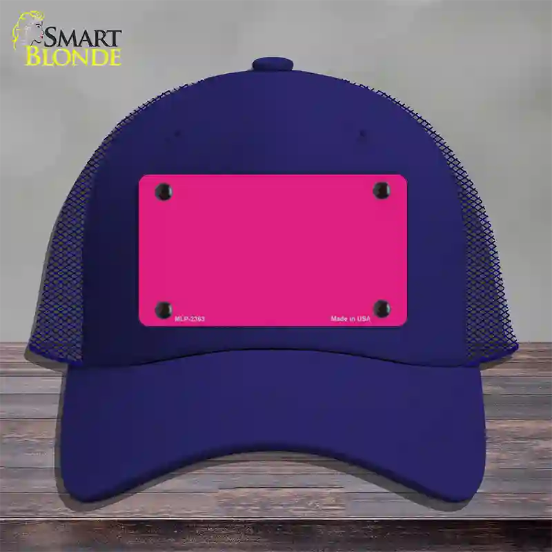 Pink Solid Novelty License Plate Hat Mesh / Royal Blue