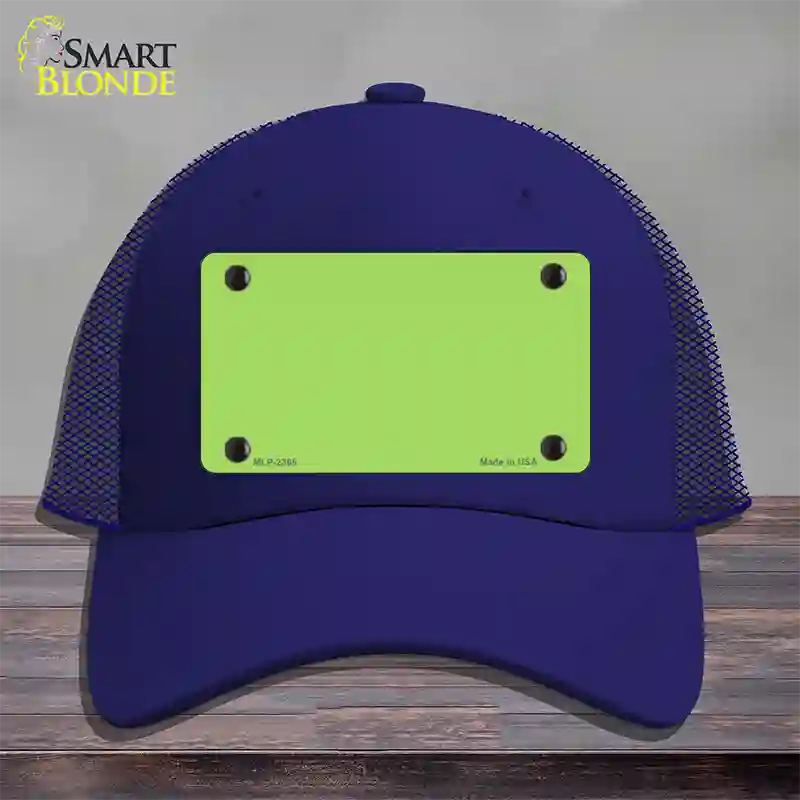 Lime Green Solid Novelty License Plate Hat Mesh / Royal Blue