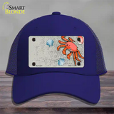 Crab And Seashells Novelty License Plate Hat Mesh / Royal Blue