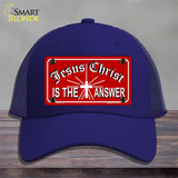 Jesus Christ Is The Answer Novelty License Plate Hat Mesh / Royal Blue