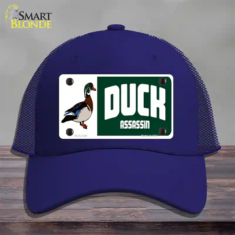 Duck Assassin Novelty License Plate Hat Mesh / Royal Blue