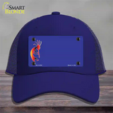 Kokopeli Offset Novelty License Plate Hat Mesh / Royal Blue