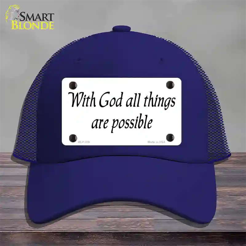 All Things Possible Novelty License Plate Hat Mesh / Royal Blue